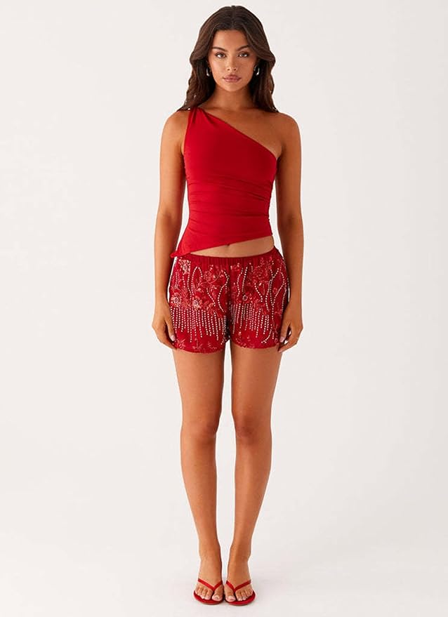 Low-Rise Sequin Mini Shorts