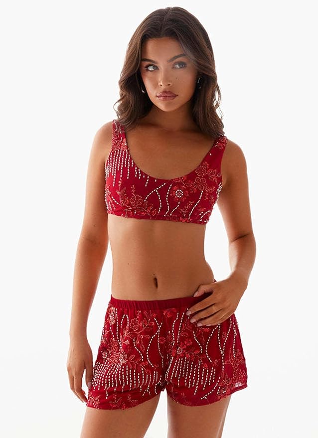 Low-Rise Sequin Mini Shorts