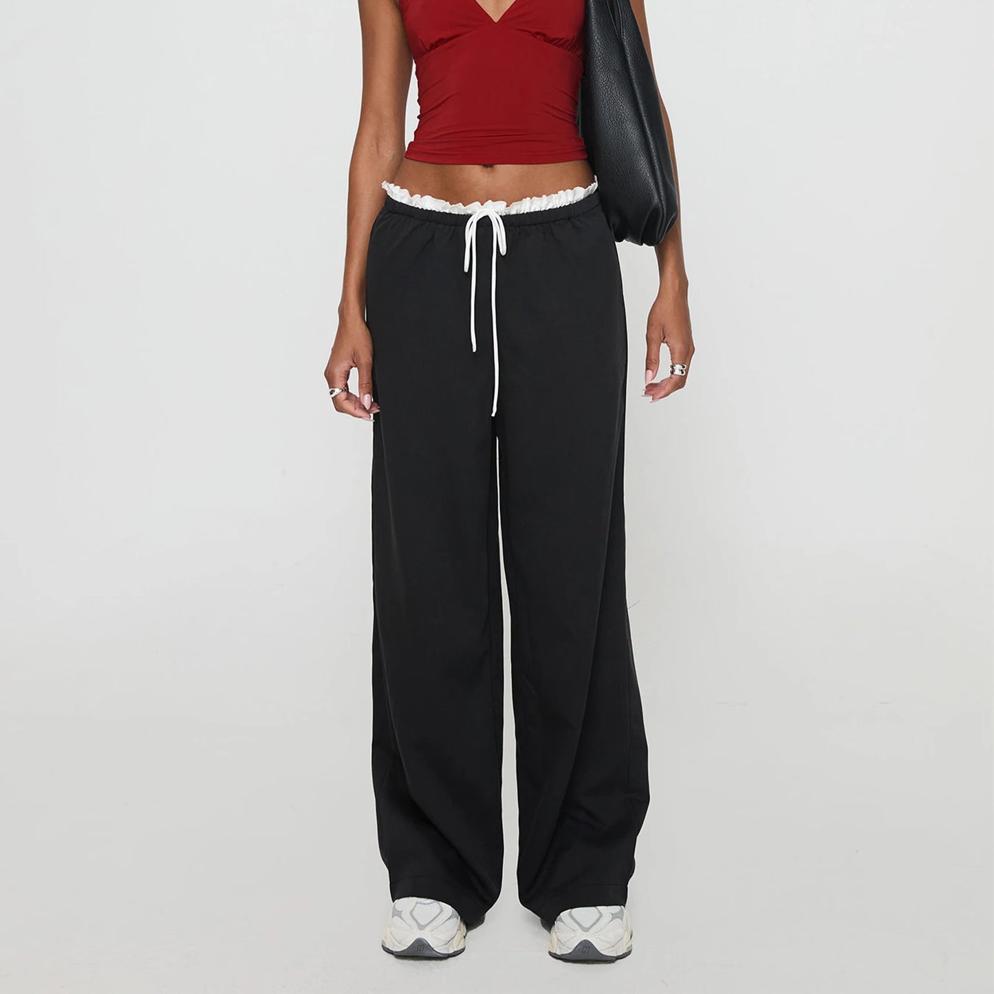 Ruffle Trim Drawstring Pants