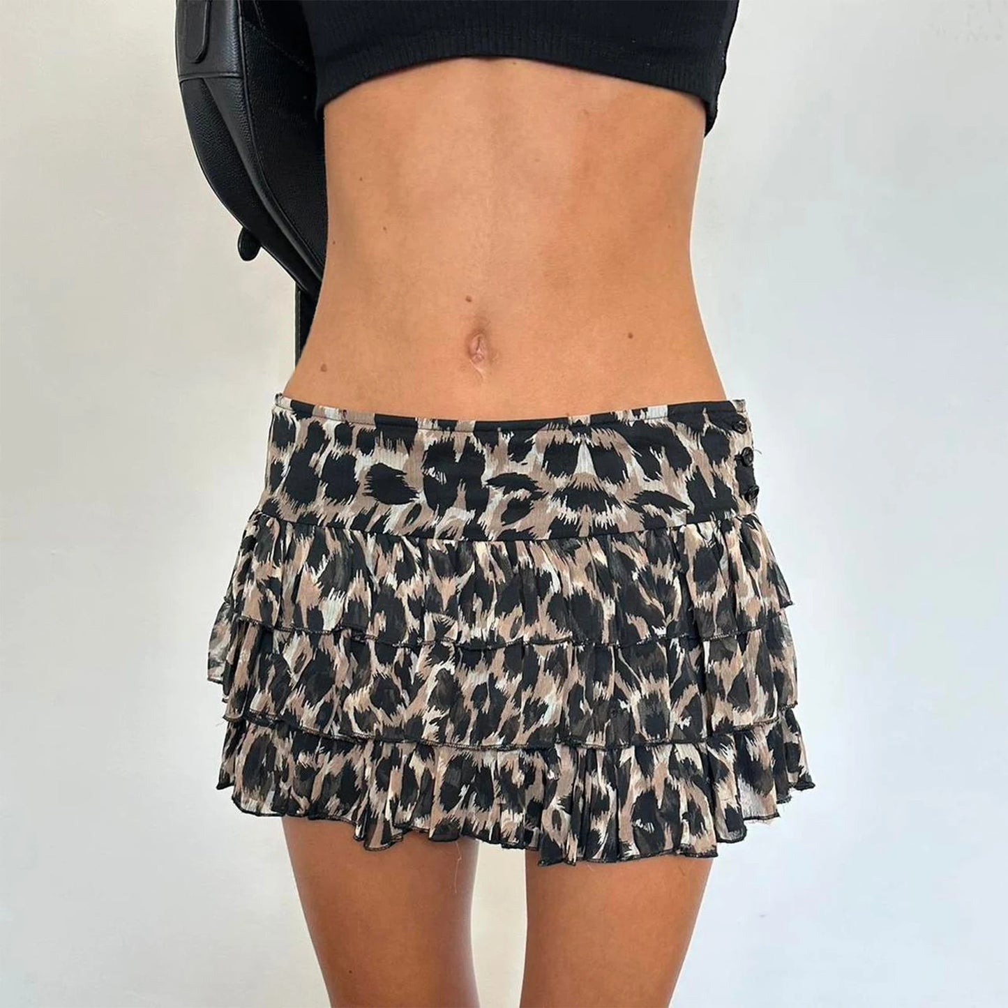 Leopard Ruffle Mini Skirt