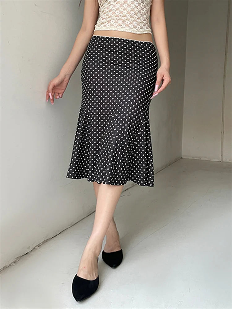 Dot Print Midi Skirt