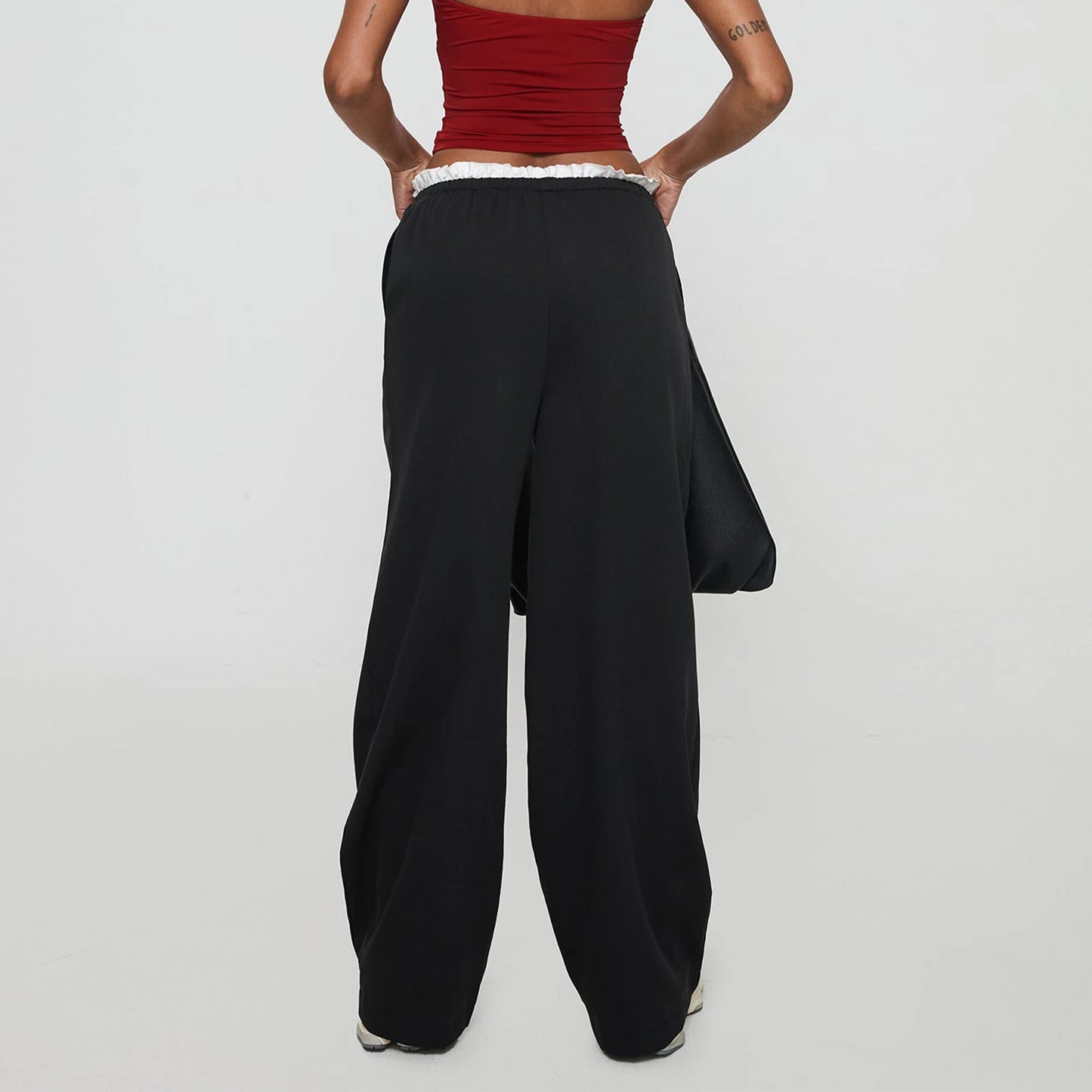 Ruffle Trim Drawstring Pants