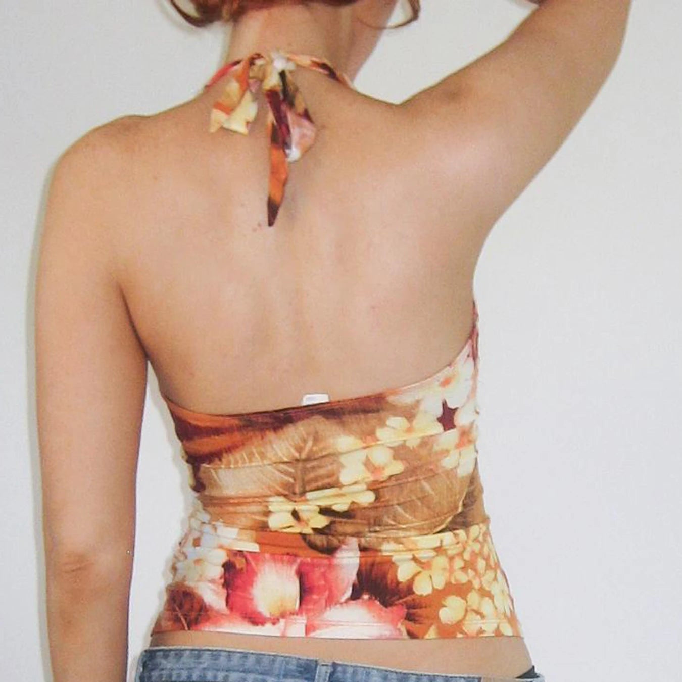 Floral Ruched V-Neck Top