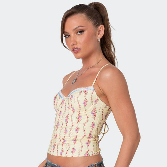 Lace Backless Floral Cami
