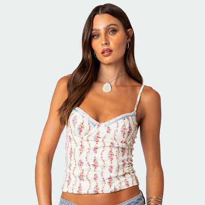 Lace Backless Floral Cami