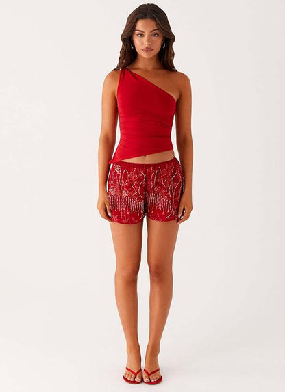Low-Rise Sequin Mini Shorts
