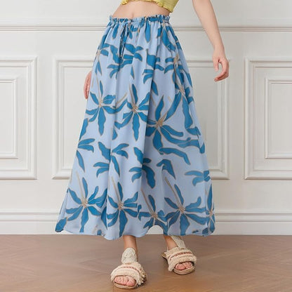 Floral Drawstring Maxi Skirt