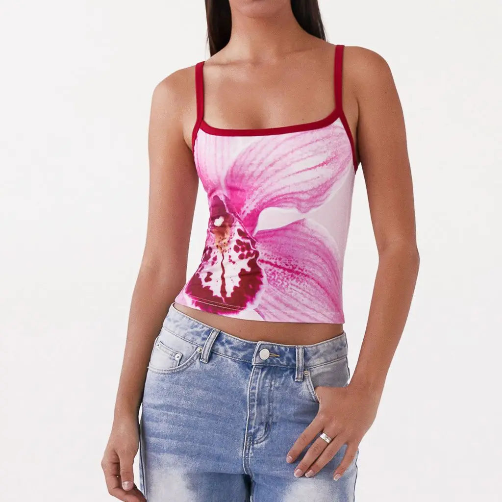 Floral Spaghetti Strap Crop Camisole