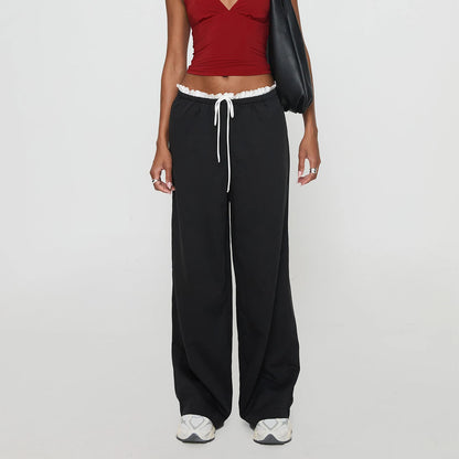 Ruffle Trim Drawstring Pants