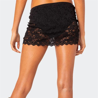 Sheer Lace Mini Skirt