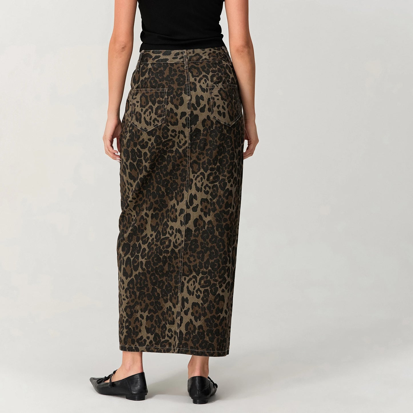 Leopard Print Button Skirt