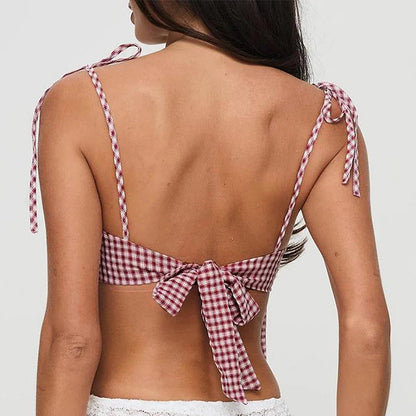 Plaid Backless Crop