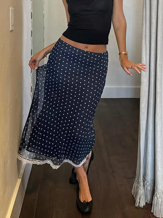 Polka Dot Mesh Wrap Skirt