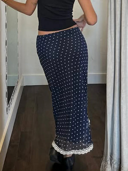 Polka Dot Mesh Wrap Skirt