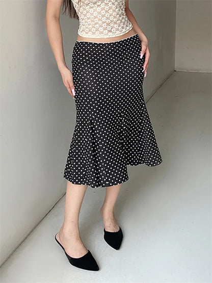 Dot Print Midi Skirt