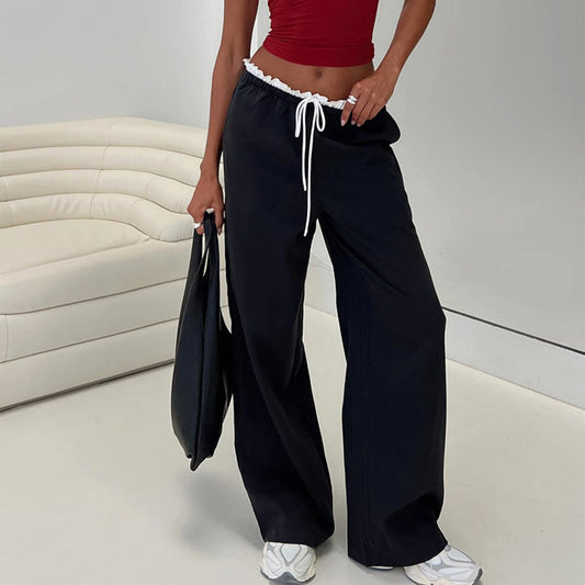 Ruffle Trim Drawstring Pants