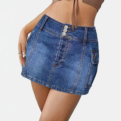 Mini Skirt with Button Pocket Detail