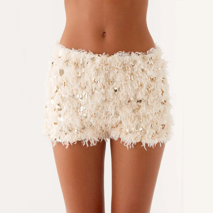 Sparkly Low-Waist Shorts