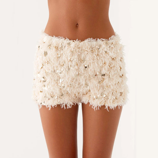 Sparkly Low-Waist Shorts