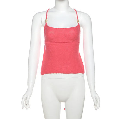 Backless Halter Knit Top