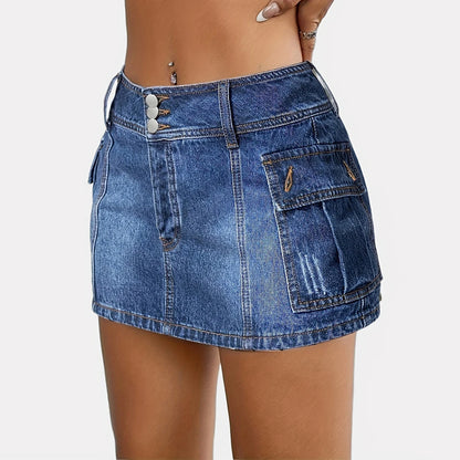 Mini Skirt with Button Pocket Detail