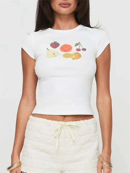 Fruit Print Slim Fit T-Shirt