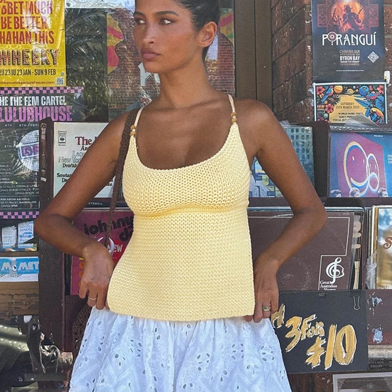 Backless Halter Knit Top