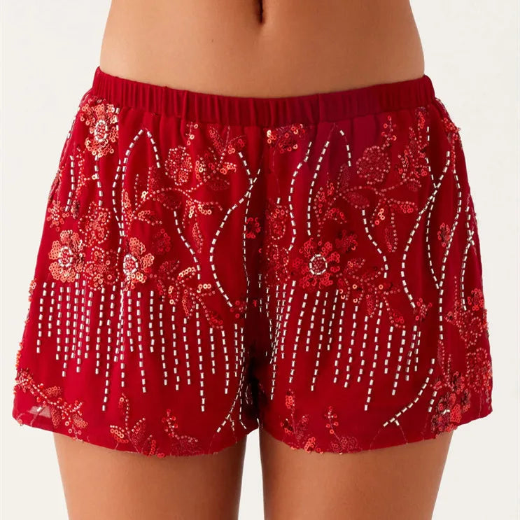 Low-Rise Sequin Mini Shorts