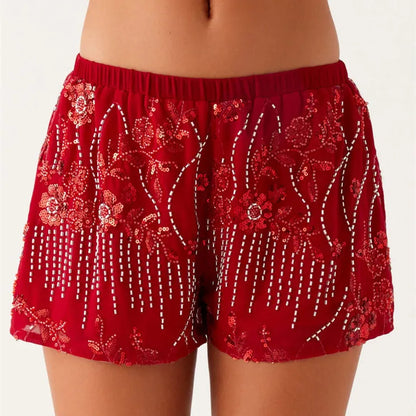 Low-Rise Sequin Mini Shorts