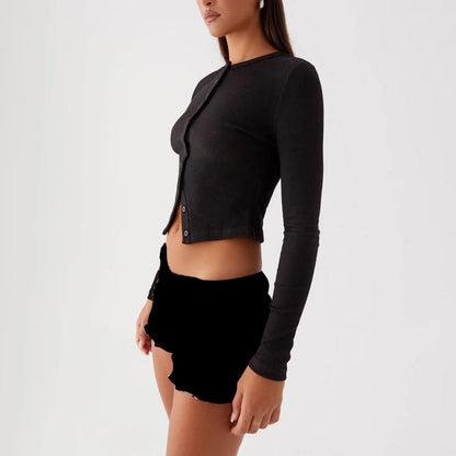 Ribbed Button Top