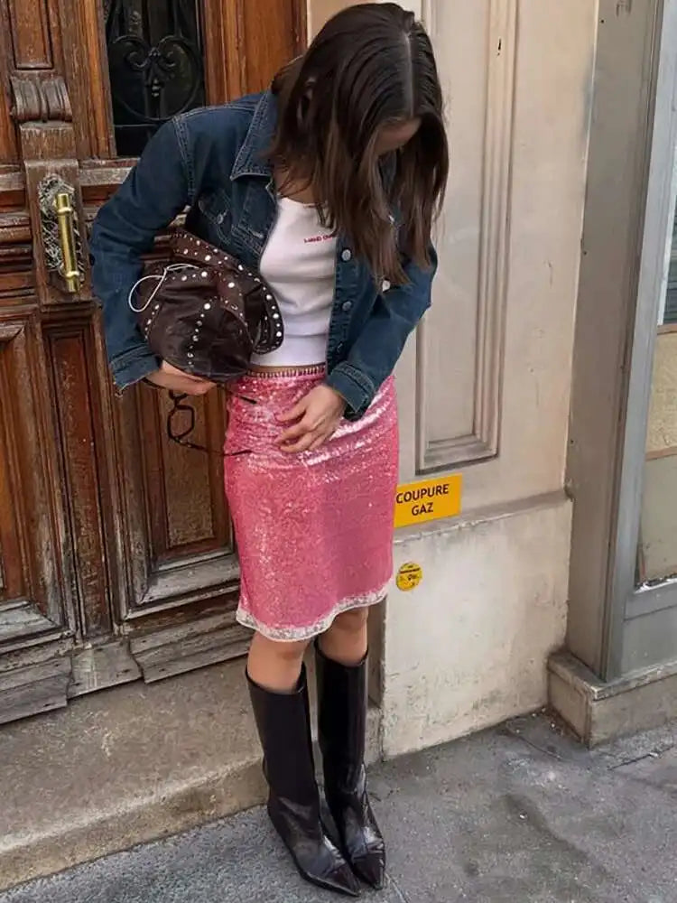 Glitter Sequin Mini Skirt