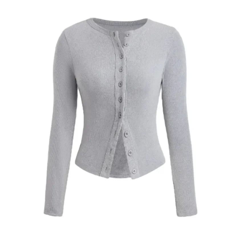 Ribbed Button Top