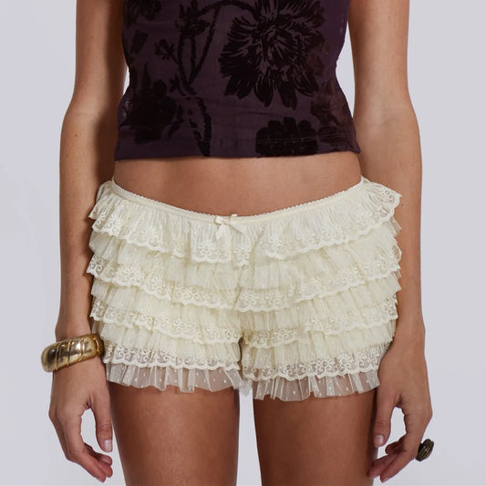 Ruffle Mesh Shorts