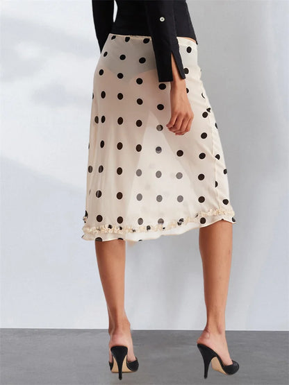 Mesh Dot Midi Skirt