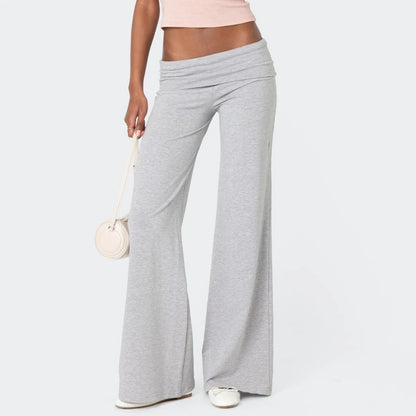 Fold-Over Wide Leg Sweatpants