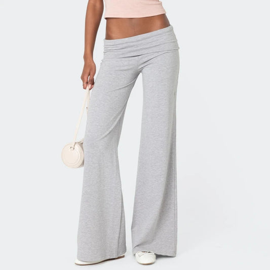 Fold-Over Wide Leg Sweatpants