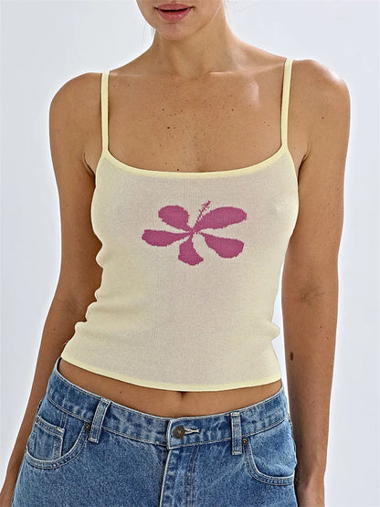 Flower Knit Backless Tank