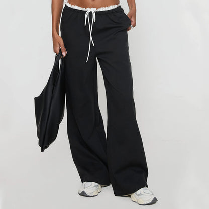 Ruffle Trim Drawstring Pants