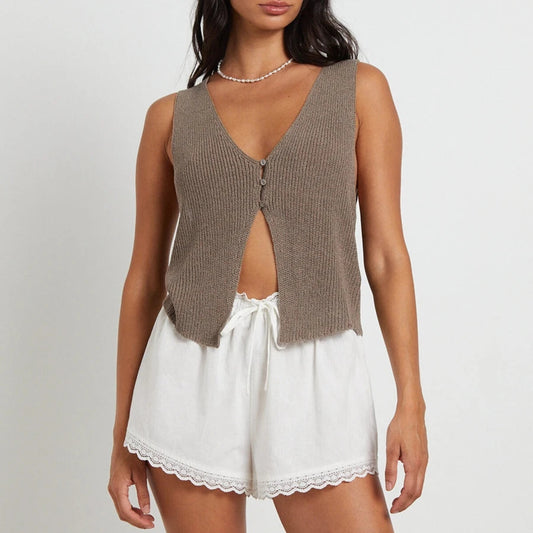 Knitted V-Neck Tank Top