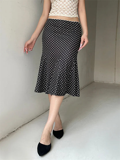 Dot Print Midi Skirt