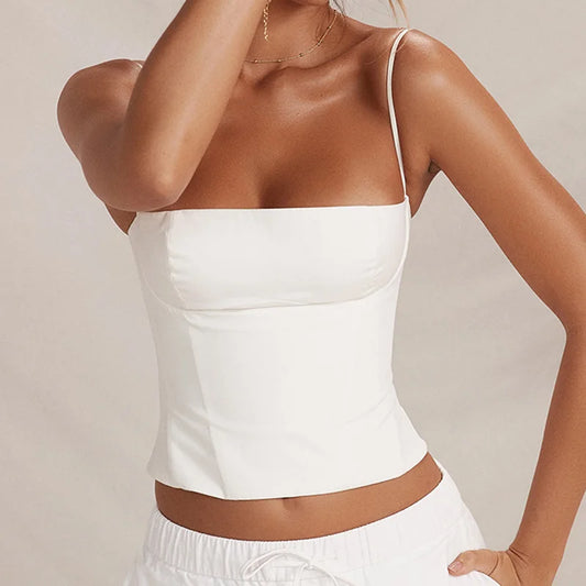 Backless Zip-Up Bustier Top