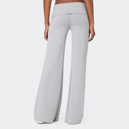 Fold-Over Wide Leg Sweatpants