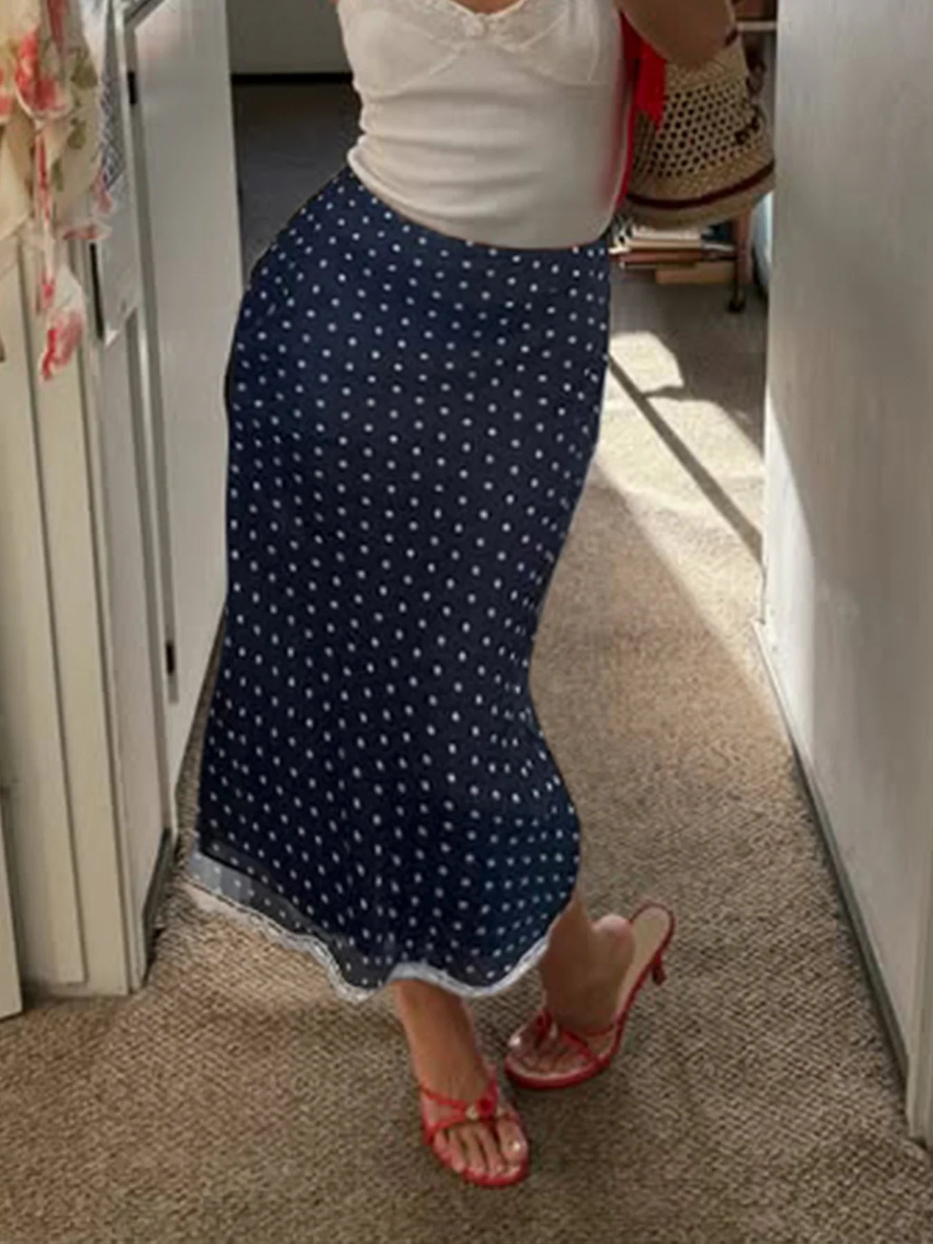 Polka Dot Mesh Wrap Skirt