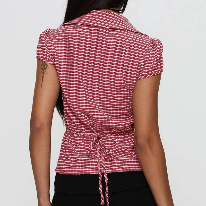 Red Plaid Button-Up Shirt