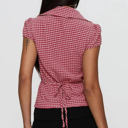 Red Plaid Button-Up Shirt