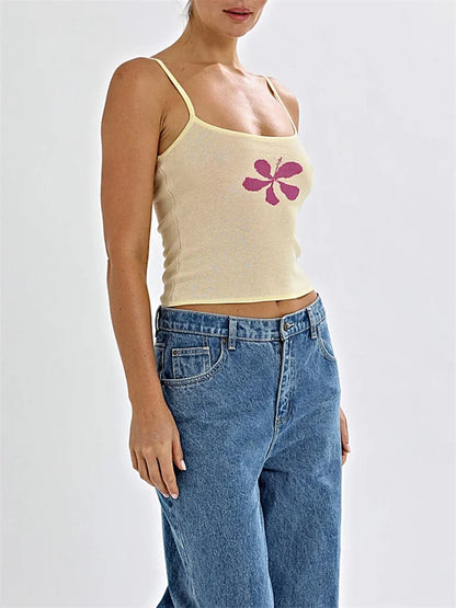Flower Knit Backless Tank