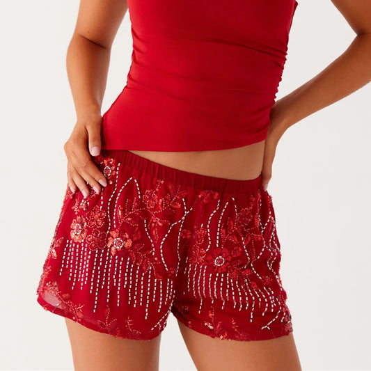 Low-Rise Sequin Mini Shorts