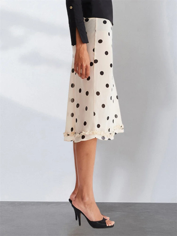 Mesh Dot Midi Skirt