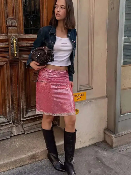 Glitter Sequin Mini Skirt