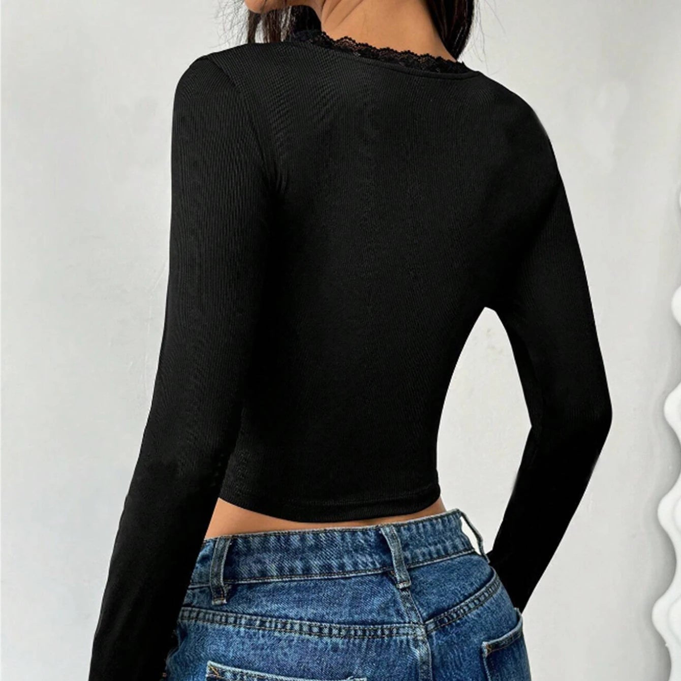 Lace-Trim Bow Baby Tee